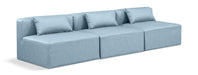 Meridian Furniture - Cube 108" Light Blue Vegan Leather Upholstered 3pc. Armless Sofa - 668LtBlu-S108A - GreatFurnitureDeal