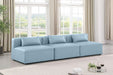 Meridian Furniture - Cube 108" Light Blue Vegan Leather Upholstered 3pc. Armless Sofa - 668LtBlu-S108A - GreatFurnitureDeal