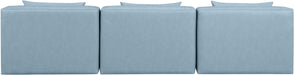 Meridian Furniture - Cube 108" Light Blue Vegan Leather Upholstered 3pc. Armless Sofa - 668LtBlu-S108A - GreatFurnitureDeal