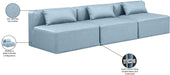 Meridian Furniture - Cube 108" Light Blue Vegan Leather Upholstered 3pc. Armless Sofa - 668LtBlu-S108A - GreatFurnitureDeal