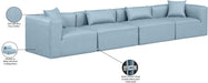 Meridian Furniture - Cube 144" Light Blue Vegan Leather Upholstered 4pc. Sofa - 668LtBlu-S144B - GreatFurnitureDeal