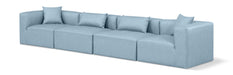 Meridian Furniture - Cube 144" Light Blue Vegan Leather Upholstered 4pc. Sofa - 668LtBlu-S144B - GreatFurnitureDeal