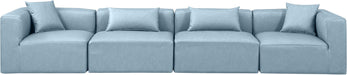 Meridian Furniture - Cube 144" Light Blue Vegan Leather Upholstered 4pc. Sofa - 668LtBlu-S144B - GreatFurnitureDeal