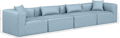 Meridian Furniture - Cube 144" Light Blue Vegan Leather Upholstered 4pc. Sofa - 668LtBlu-S144B - GreatFurnitureDeal