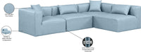 Meridian Furniture - Cube 108" Light Blue Vegan Leather Upholstered 4pc. Sectional - 668LtBlu-Sec4B - GreatFurnitureDeal