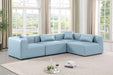 Meridian Furniture - Cube 108" Light Blue Vegan Leather Upholstered 4pc. Sectional - 668LtBlu-Sec4B - GreatFurnitureDeal