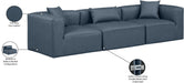 Meridian Furniture - Cube 108" Navy Vegan Leather Upholstered 3pc. Sofa - 668Navy-S108B - GreatFurnitureDeal