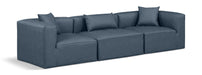 Meridian Furniture - Cube 108" Navy Vegan Leather Upholstered 3pc. Sofa - 668Navy-S108B - GreatFurnitureDeal