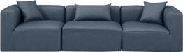 Meridian Furniture - Cube 108" Navy Vegan Leather Upholstered 3pc. Sofa - 668Navy-S108B - GreatFurnitureDeal