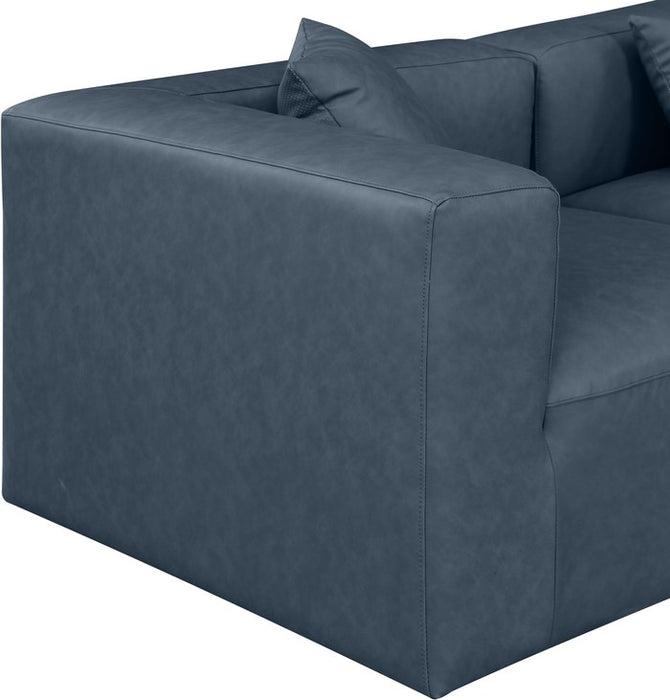 Meridian Furniture - Cube 108" Navy Vegan Leather Upholstered 3pc. Sofa - 668Navy-S108B - GreatFurnitureDeal