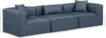 Meridian Furniture - Cube 108" Navy Vegan Leather Upholstered 3pc. Sofa - 668Navy-S108B - GreatFurnitureDeal