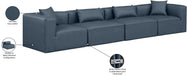 Meridian Furniture - Cube 144" Navy Vegan Leather Upholstered 4pc. Sofa - 668Navy-S144B - GreatFurnitureDeal