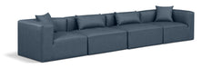 Meridian Furniture - Cube 144" Navy Vegan Leather Upholstered 4pc. Sofa - 668Navy-S144B - GreatFurnitureDeal