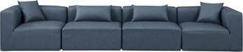 Meridian Furniture - Cube 144" Navy Vegan Leather Upholstered 4pc. Sofa - 668Navy-S144B - GreatFurnitureDeal