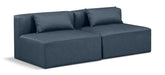 Meridian Furniture - Cube 72" Navy Vegan Leather Upholstered 2pc. Armless Sofa - 668Navy-S72A - GreatFurnitureDeal