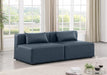 Meridian Furniture - Cube 72" Navy Vegan Leather Upholstered 2pc. Armless Sofa - 668Navy-S72A - GreatFurnitureDeal