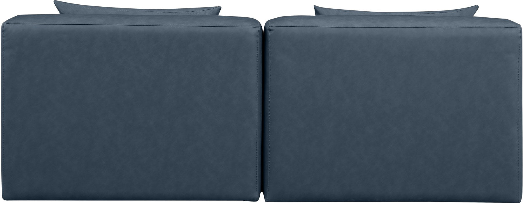 Meridian Furniture - Cube 72" Navy Vegan Leather Upholstered 2pc. Armless Sofa - 668Navy-S72A - GreatFurnitureDeal
