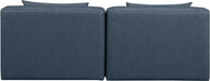 Meridian Furniture - Cube 72" Navy Vegan Leather Upholstered 2pc. Armless Sofa - 668Navy-S72A - GreatFurnitureDeal