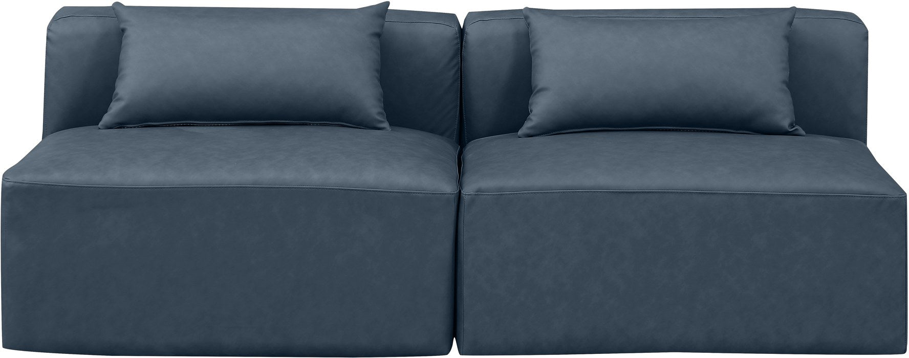 Meridian Furniture - Cube 72" Navy Vegan Leather Upholstered 2pc. Armless Sofa - 668Navy-S72A - GreatFurnitureDeal