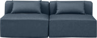 Meridian Furniture - Cube 72" Navy Vegan Leather Upholstered 2pc. Armless Sofa - 668Navy-S72A - GreatFurnitureDeal