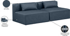 Meridian Furniture - Cube 72" Navy Vegan Leather Upholstered 2pc. Armless Sofa - 668Navy-S72A - GreatFurnitureDeal