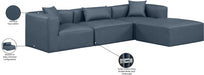 Meridian Furniture - Cube 108" Navy Vegan Leather Upholstered 4pc. Sectional - 668Navy-Sec4A - GreatFurnitureDeal
