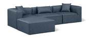 Meridian Furniture - Cube 108" Navy Vegan Leather Upholstered 4pc. Sectional - 668Navy-Sec4A - GreatFurnitureDeal