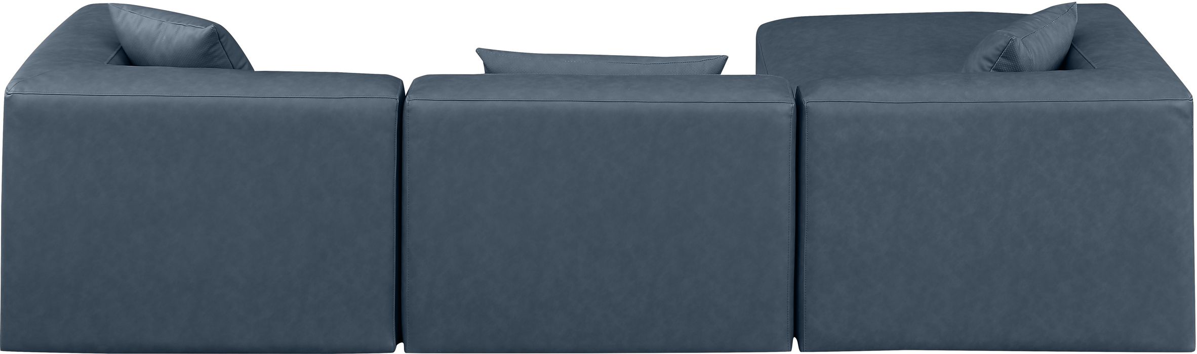 Meridian Furniture - Cube 108" Navy Vegan Leather Upholstered 4pc. Sectional - 668Navy-Sec4A - GreatFurnitureDeal