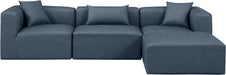 Meridian Furniture - Cube 108" Navy Vegan Leather Upholstered 4pc. Sectional - 668Navy-Sec4A - GreatFurnitureDeal