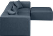 Meridian Furniture - Cube 108" Navy Vegan Leather Upholstered 4pc. Sectional - 668Navy-Sec4A - GreatFurnitureDeal