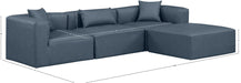 Meridian Furniture - Cube 108" Navy Vegan Leather Upholstered 4pc. Sectional - 668Navy-Sec4A - GreatFurnitureDeal