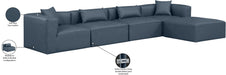 Meridian Furniture - Cube 144" Navy Vegan Leather Upholstered 5pc. Sectional - 668Navy-Sec5A - GreatFurnitureDeal