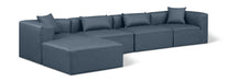 Meridian Furniture - Cube 144" Navy Vegan Leather Upholstered 5pc. Sectional - 668Navy-Sec5A - GreatFurnitureDeal