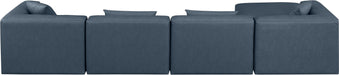 Meridian Furniture - Cube 144" Navy Vegan Leather Upholstered 5pc. Sectional - 668Navy-Sec5A - GreatFurnitureDeal