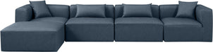Meridian Furniture - Cube 144" Navy Vegan Leather Upholstered 5pc. Sectional - 668Navy-Sec5A - GreatFurnitureDeal