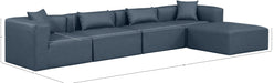 Meridian Furniture - Cube 144" Navy Vegan Leather Upholstered 5pc. Sectional - 668Navy-Sec5A - GreatFurnitureDeal