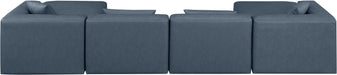 Meridian Furniture - Cube 144" Navy Vegan Leather Upholstered 6pc. Sectional - 668Navy-Sec6B - GreatFurnitureDeal