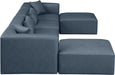 Meridian Furniture - Cube 144" Navy Vegan Leather Upholstered 6pc. Sectional - 668Navy-Sec6B - GreatFurnitureDeal