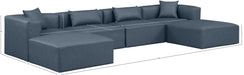 Meridian Furniture - Cube 144" Navy Vegan Leather Upholstered 6pc. Sectional - 668Navy-Sec6B - GreatFurnitureDeal