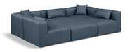 Meridian Furniture - Cube 108" Navy Vegan Leather Upholstered 6pc. Sectional - 668Navy-Sec6C - GreatFurnitureDeal