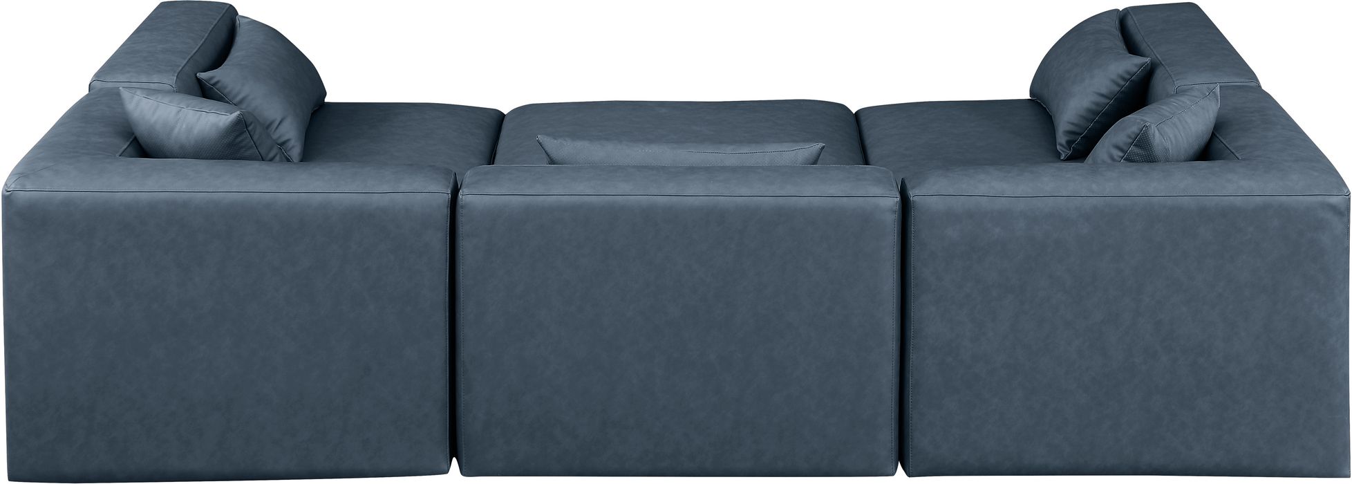 Meridian Furniture - Cube 108" Navy Vegan Leather Upholstered 6pc. Sectional - 668Navy-Sec6C - GreatFurnitureDeal