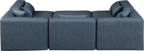 Meridian Furniture - Cube 108" Navy Vegan Leather Upholstered 6pc. Sectional - 668Navy-Sec6C - GreatFurnitureDeal