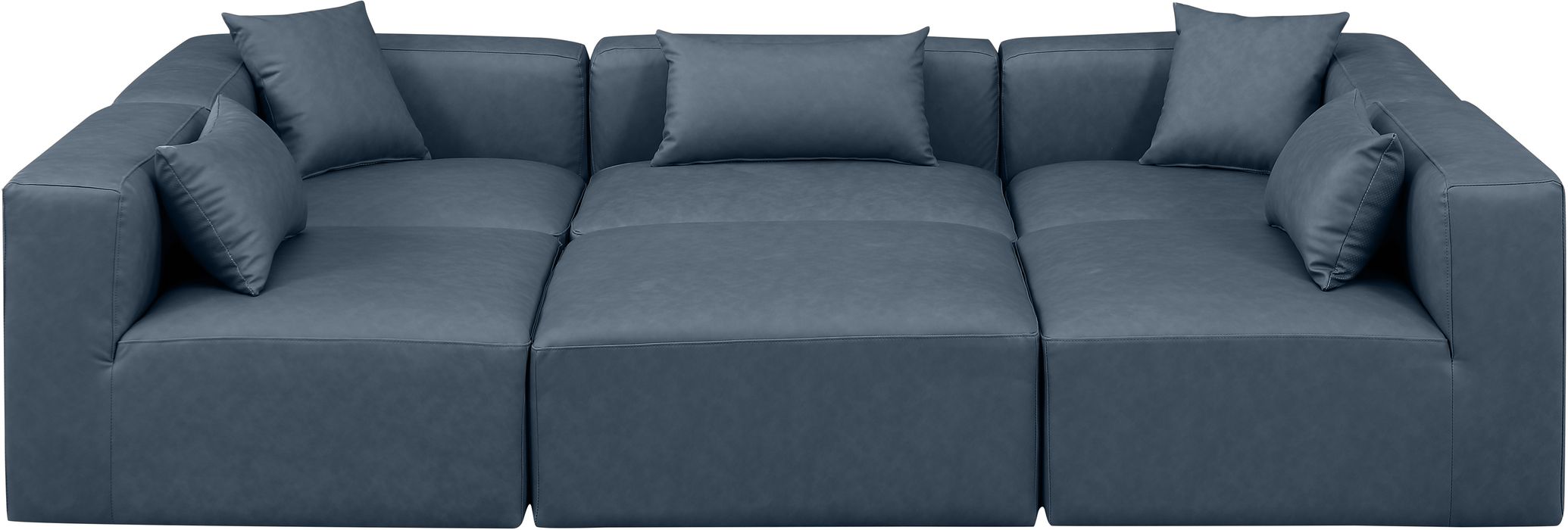 Meridian Furniture - Cube 108" Navy Vegan Leather Upholstered 6pc. Sectional - 668Navy-Sec6C - GreatFurnitureDeal