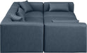Meridian Furniture - Cube 108" Navy Vegan Leather Upholstered 6pc. Sectional - 668Navy-Sec6C - GreatFurnitureDeal