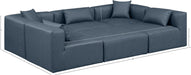Meridian Furniture - Cube 108" Navy Vegan Leather Upholstered 6pc. Sectional - 668Navy-Sec6C - GreatFurnitureDeal