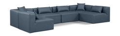 Meridian Furniture - Cube 144" Navy Vegan Leather Upholstered 6pc. Sectional - 668Navy-Sec6D - GreatFurnitureDeal
