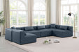 Meridian Furniture - Cube 144" Navy Vegan Leather Upholstered 6pc. Sectional - 668Navy-Sec6D - GreatFurnitureDeal