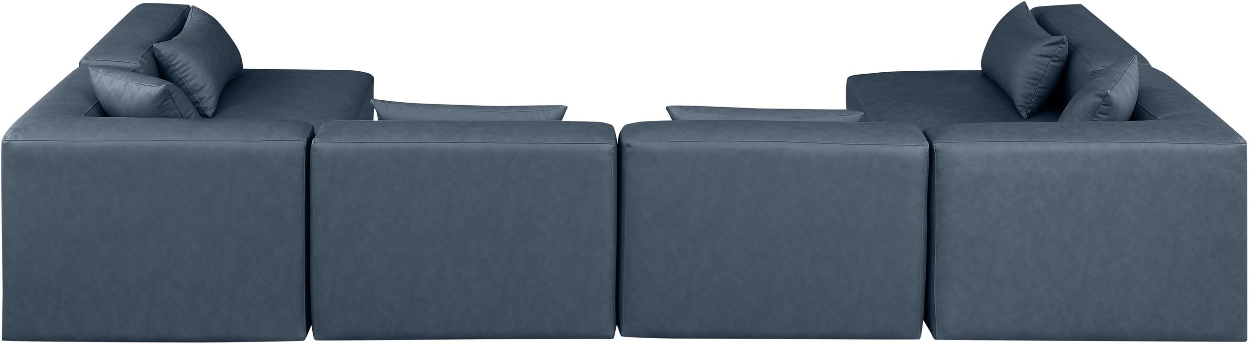 Meridian Furniture - Cube 144" Navy Vegan Leather Upholstered 6pc. Sectional - 668Navy-Sec6D - GreatFurnitureDeal