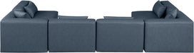 Meridian Furniture - Cube 144" Navy Vegan Leather Upholstered 6pc. Sectional - 668Navy-Sec6D - GreatFurnitureDeal