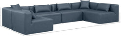 Meridian Furniture - Cube 144" Navy Vegan Leather Upholstered 6pc. Sectional - 668Navy-Sec6D - GreatFurnitureDeal
